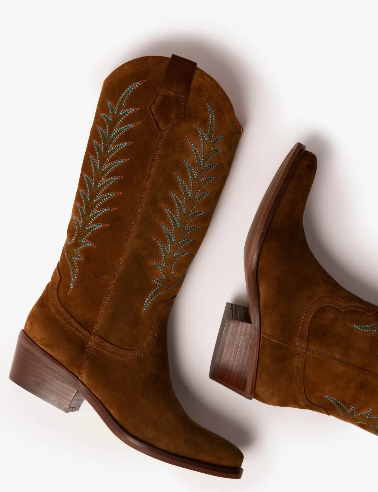 40% OFF - PENELOPE CHILVERS Goldie Embroidered Cowboy Boots - Ladies Suede - Peat - SIze: UK 3 (EU 36)
