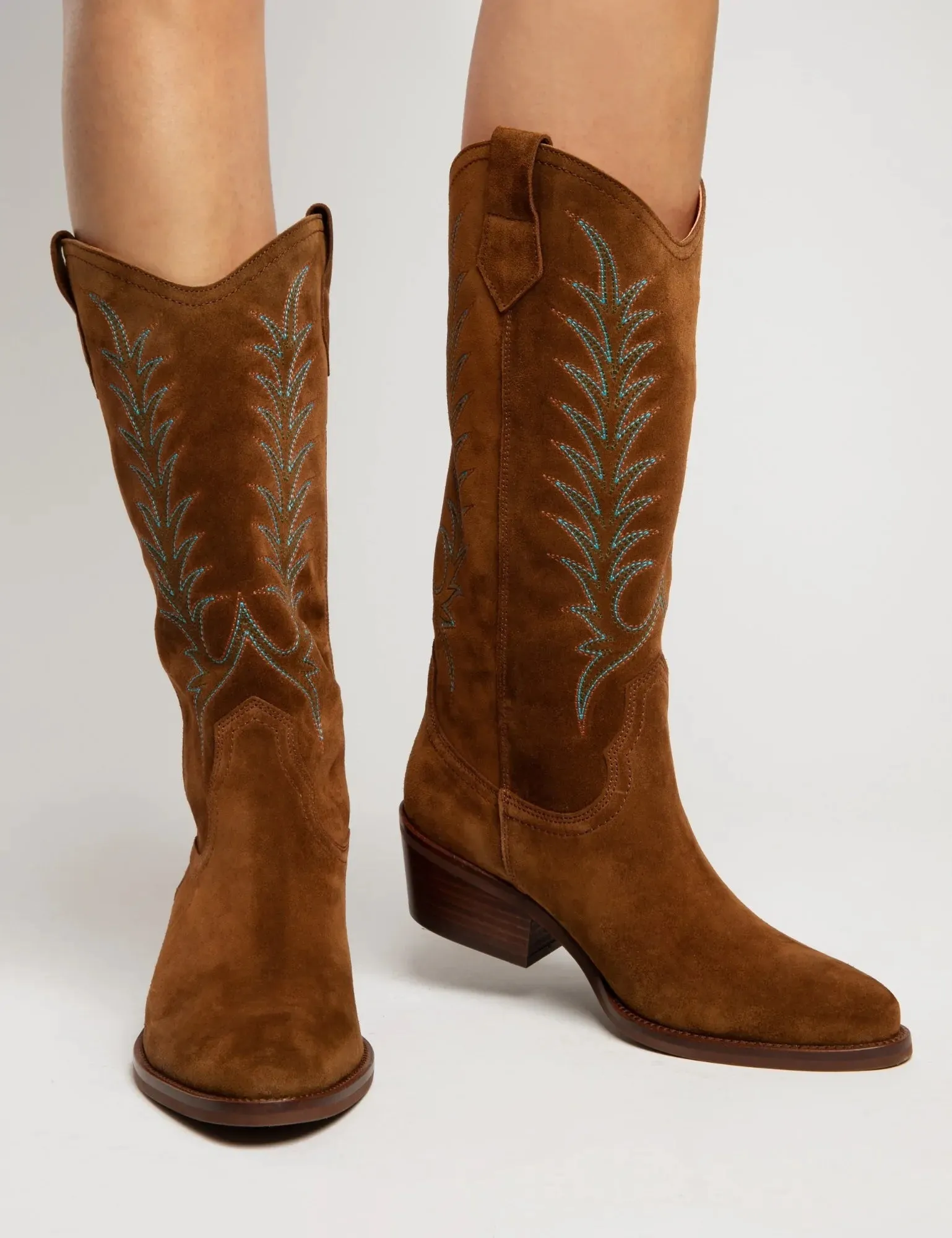 40% OFF - PENELOPE CHILVERS Goldie Embroidered Cowboy Boots - Ladies Suede - Peat - SIze: UK 3 (EU 36)