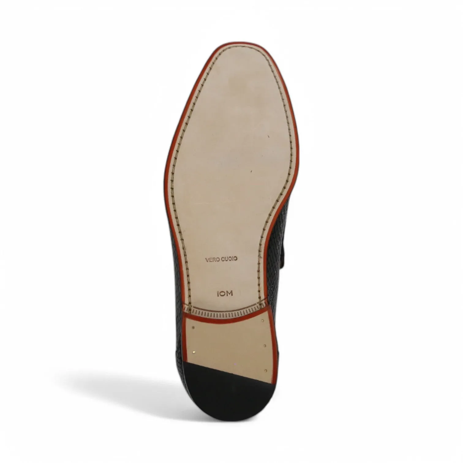 Ambrogio by Mezlan Men's Shoes Black Snake Print Leather Horsebit Loafers (AMZ1015)