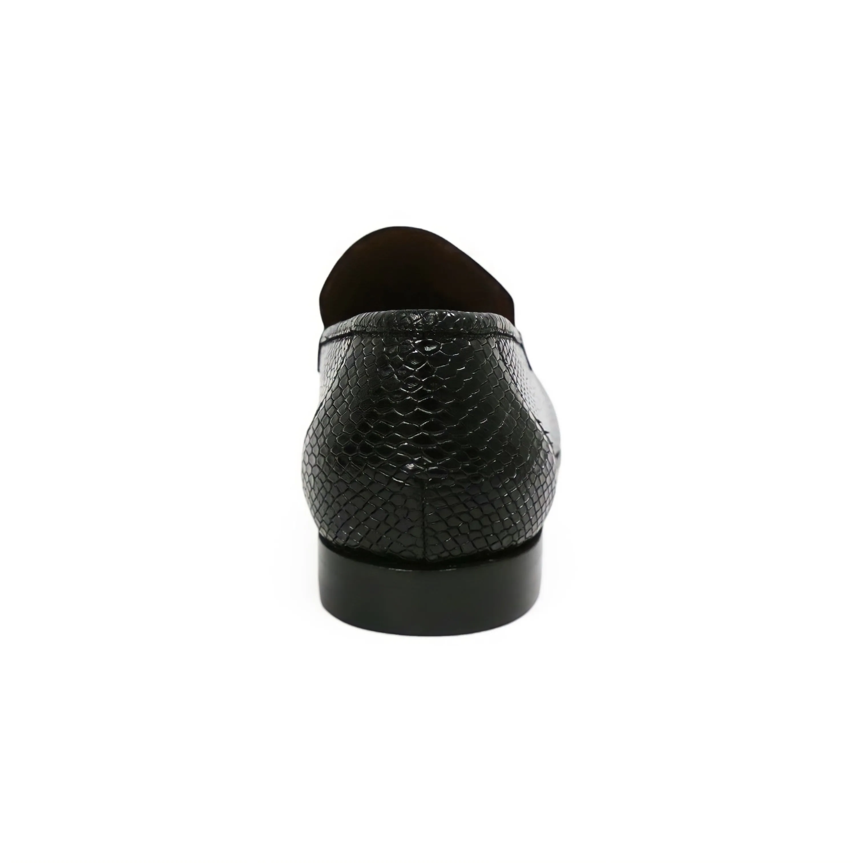 Ambrogio by Mezlan Men's Shoes Black Snake Print Leather Horsebit Loafers (AMZ1015)