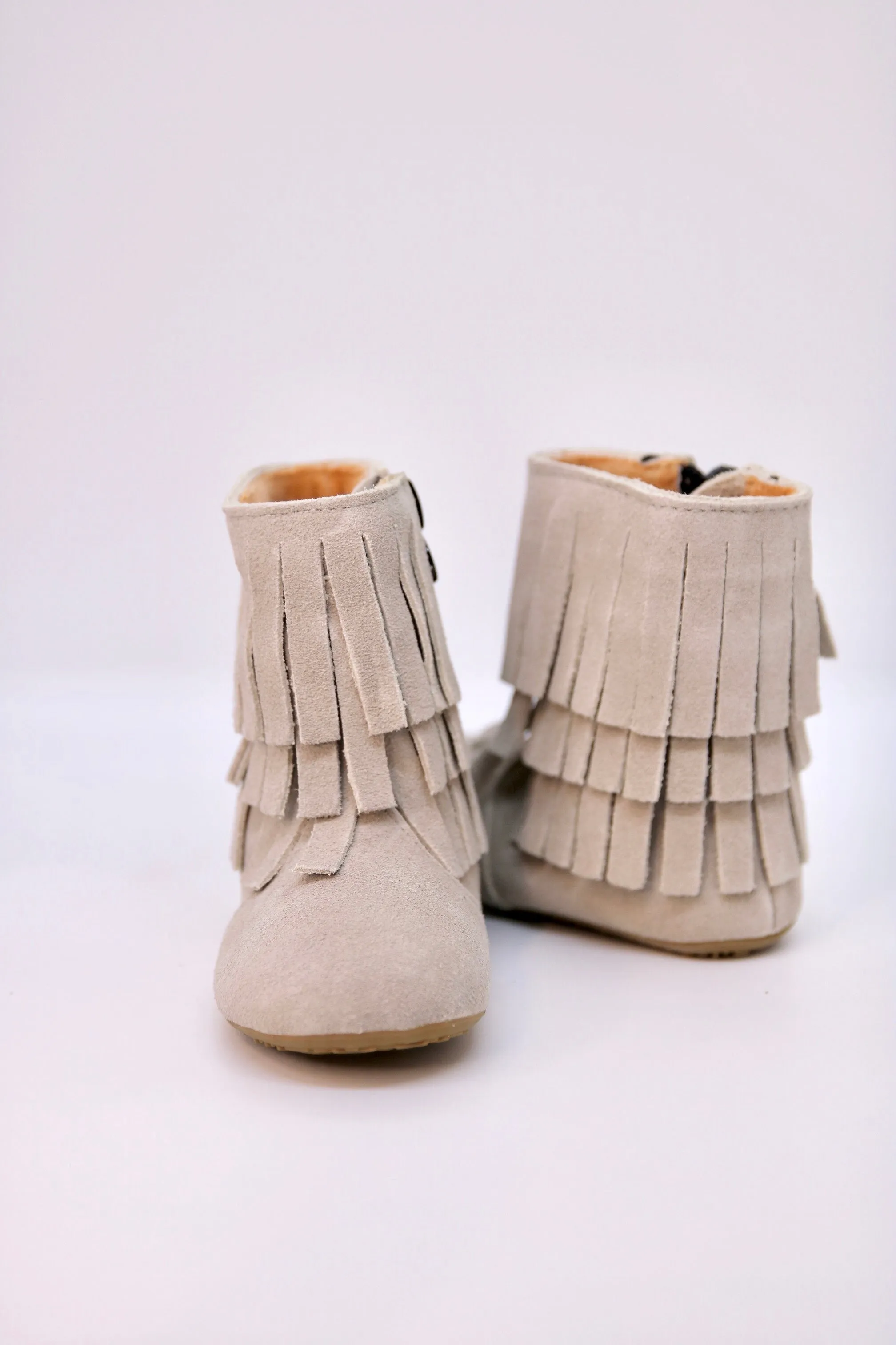Amelia Fringe Boots - Suede Gray