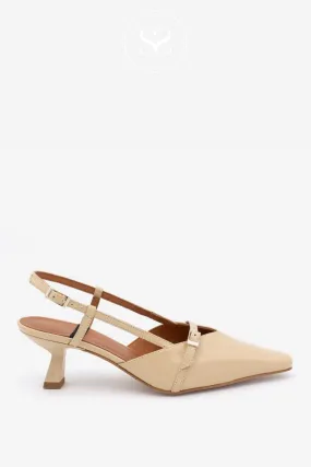 ANGEL ALARCON KARINE - BEIGE SLINGBACK POINTED KITTEN HEELS
