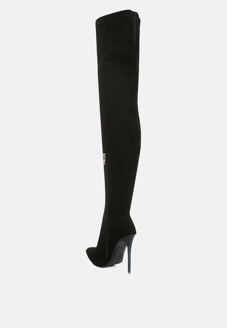 atelier stretch faux suede stiletto long boots