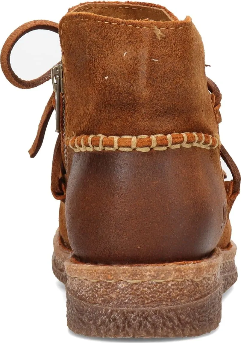 Born Calyn Brown Leather Fashion Lace Up Rounded Toe Mountain Travel Ankle Boots