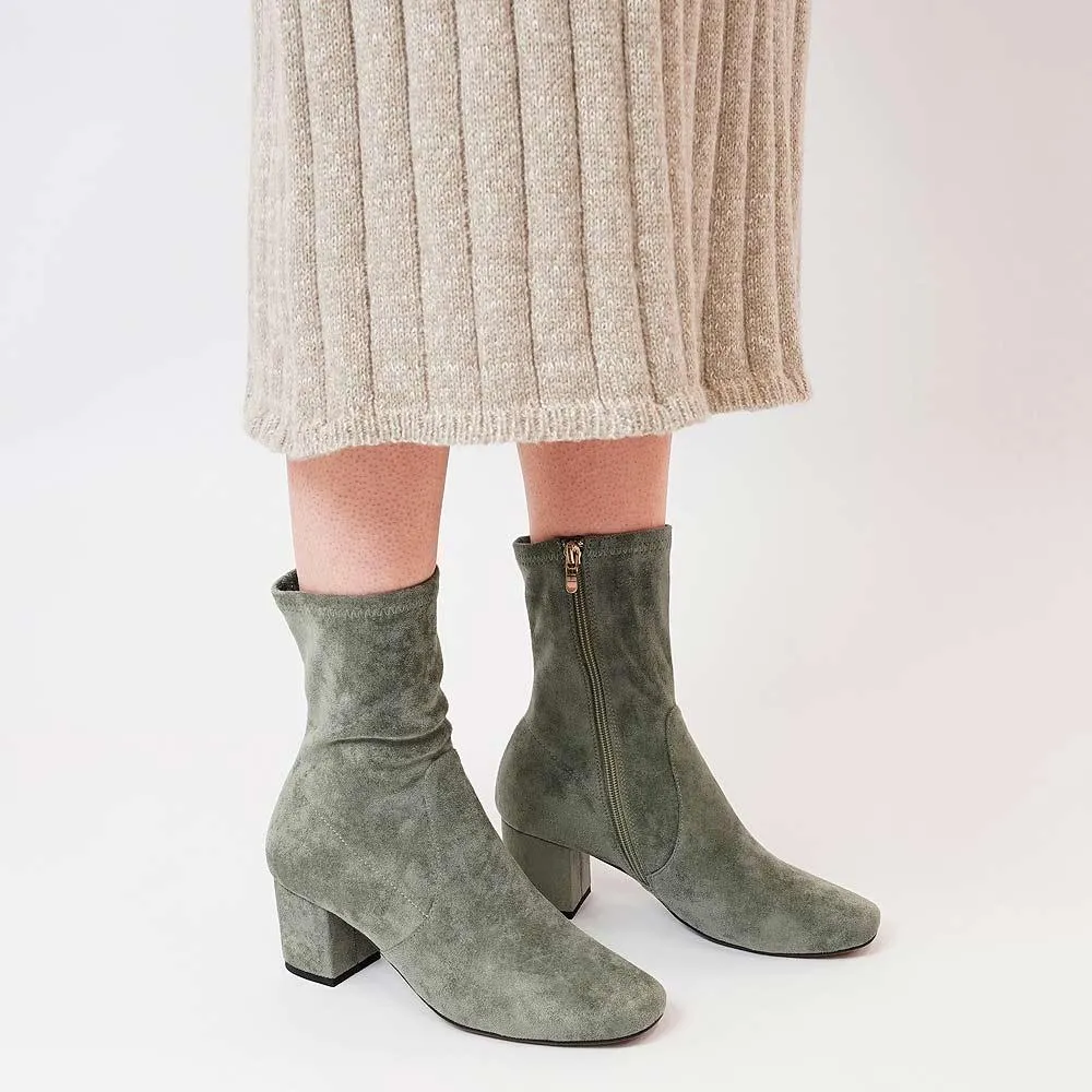 Careful Khaki Suede Ankle Boots