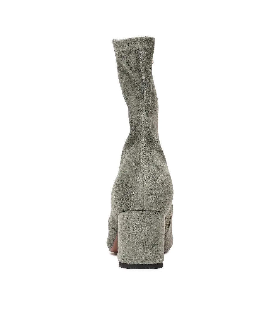 Careful Khaki Suede Ankle Boots