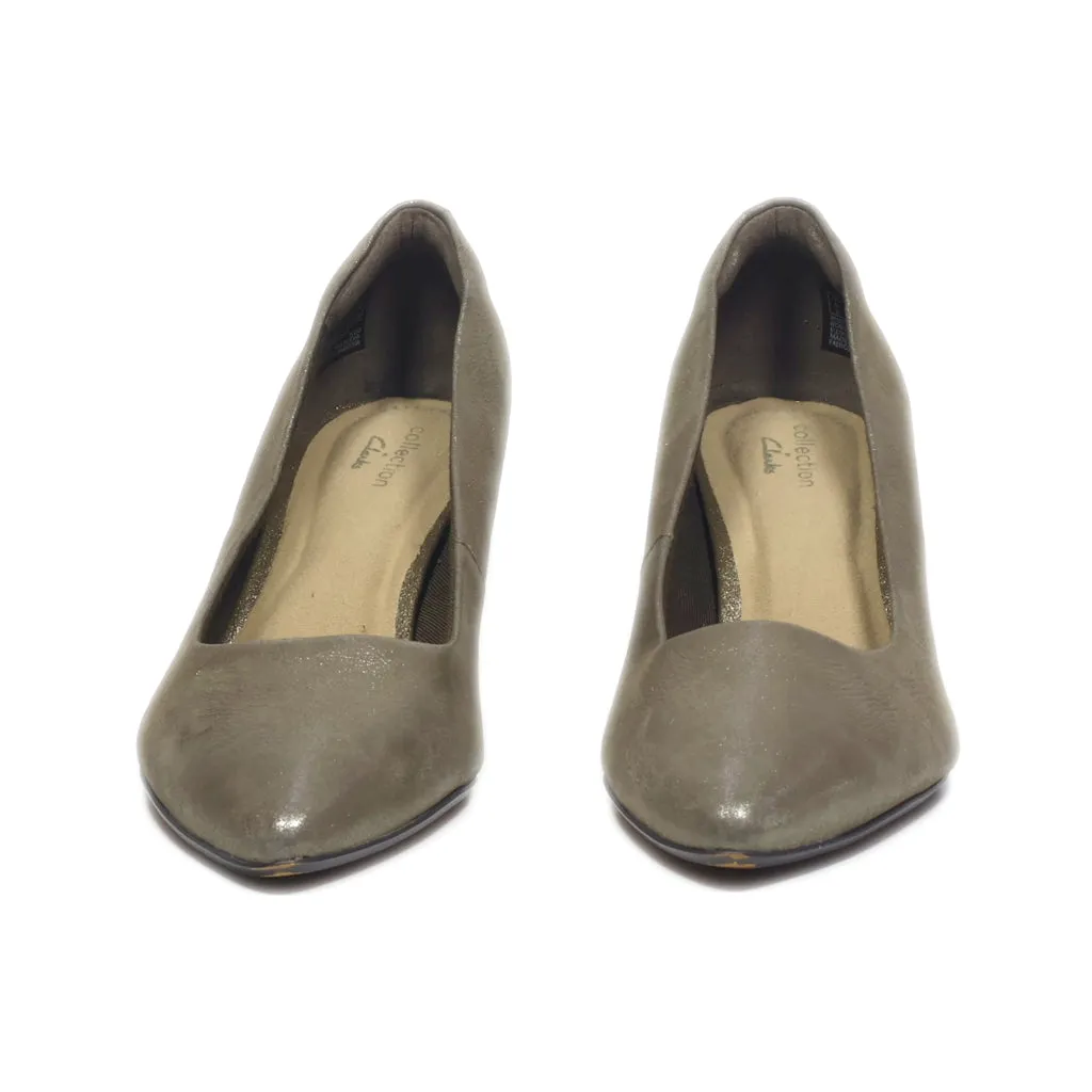 Clarks Kitten Heels Leather Grey Colour For Women