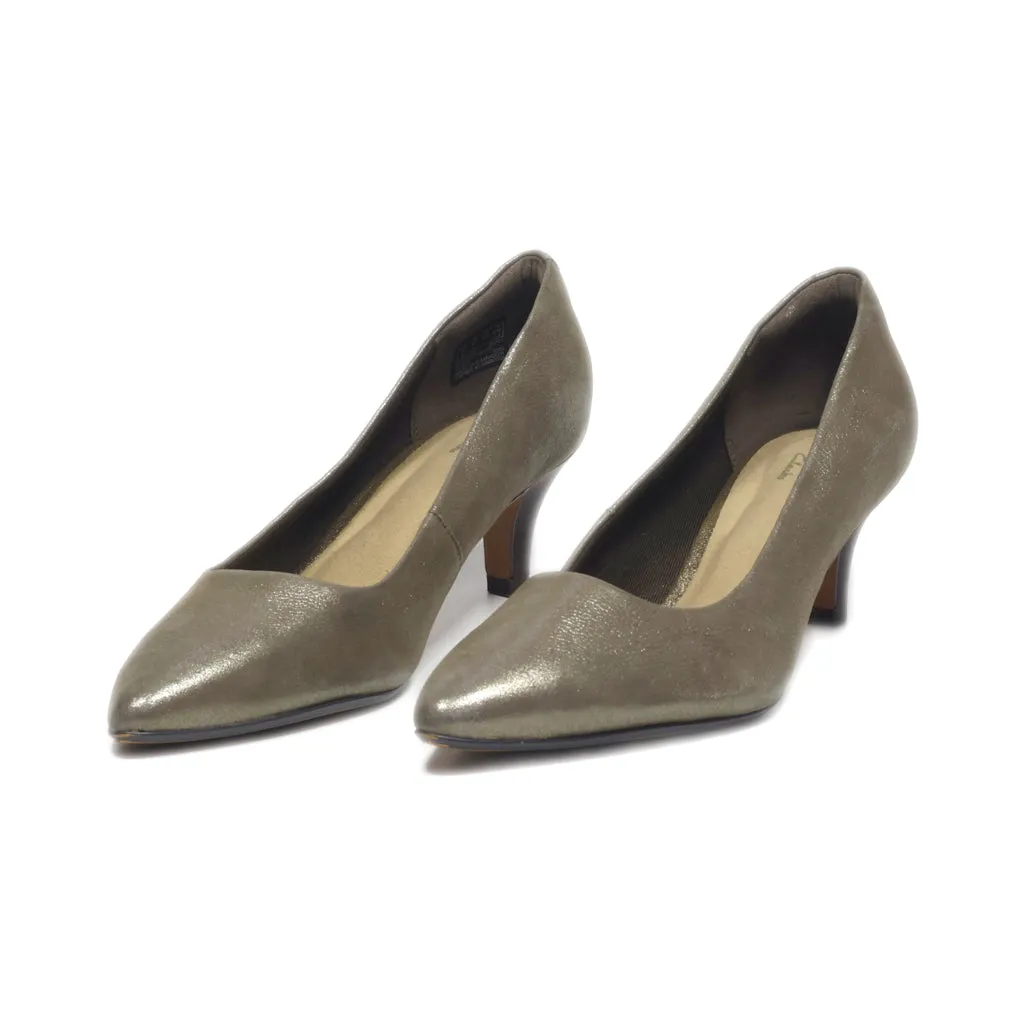 Clarks Kitten Heels Leather Grey Colour For Women