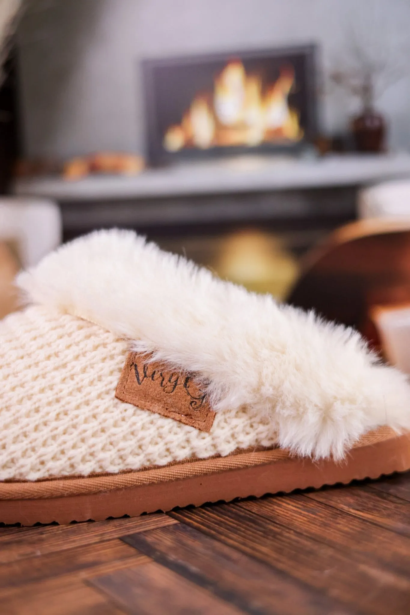 Cream Sweater Slippers