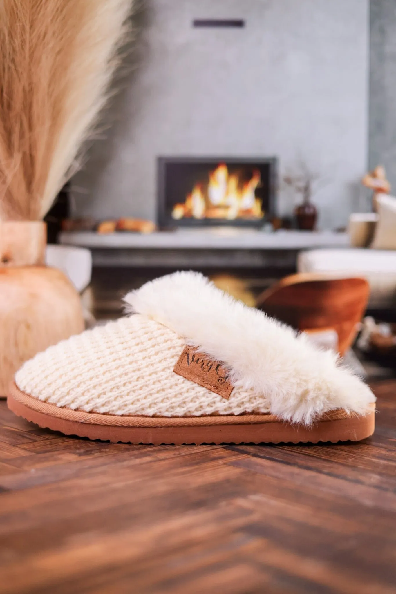 Cream Sweater Slippers