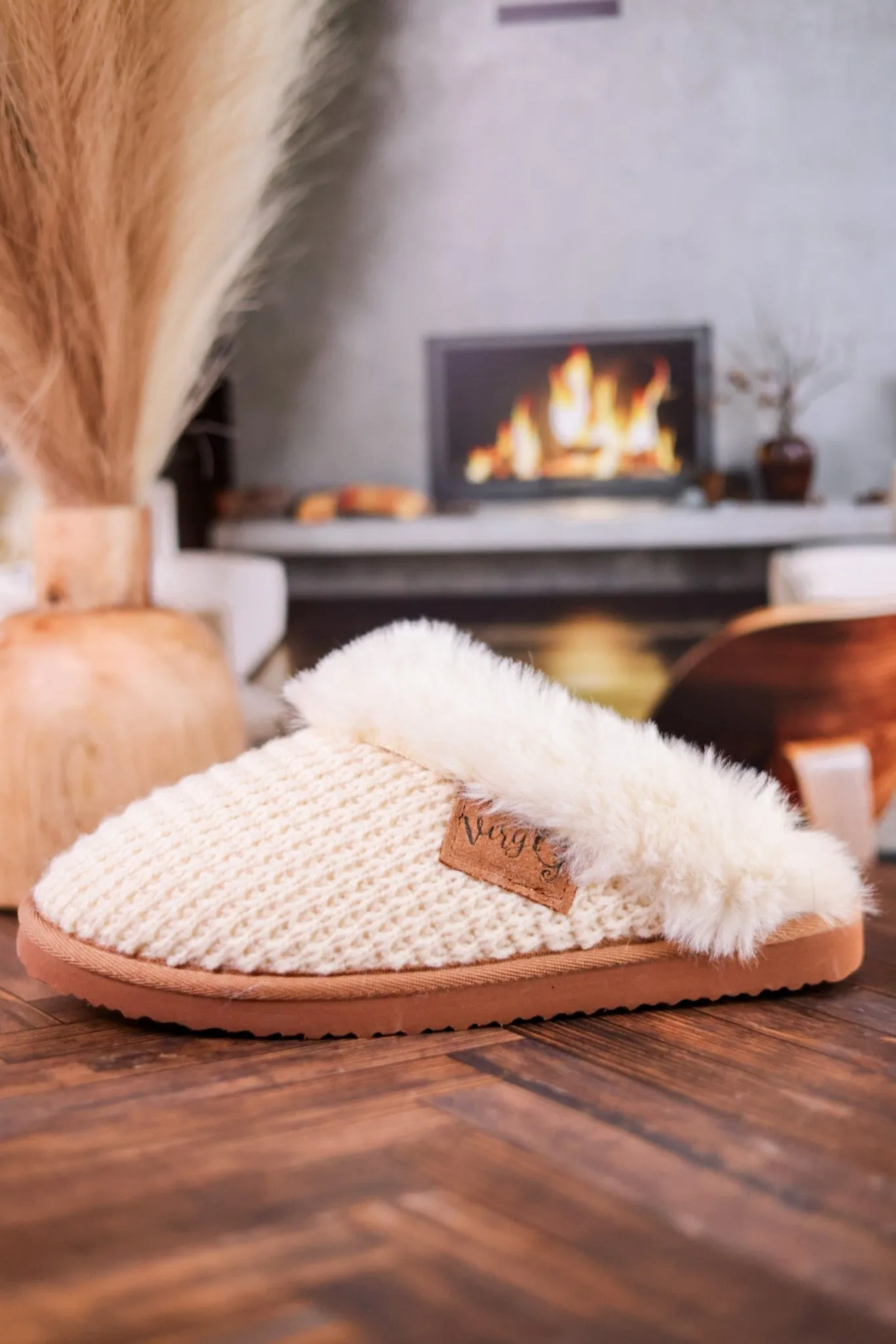Cream Sweater Slippers