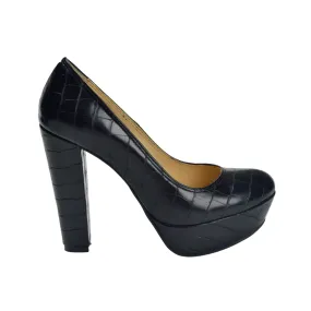 Elegant Leather High Heels Shoe Black