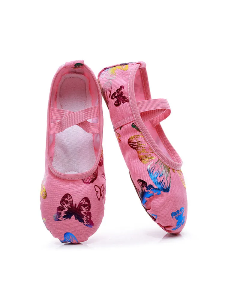 Hot Gold Butterfly Frenulum-Free Ballet Shoes Soft Sole Training Shoes