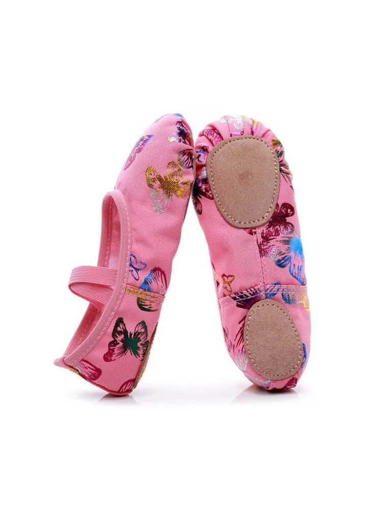 Hot Gold Butterfly Frenulum-Free Ballet Shoes Soft Sole Training Shoes