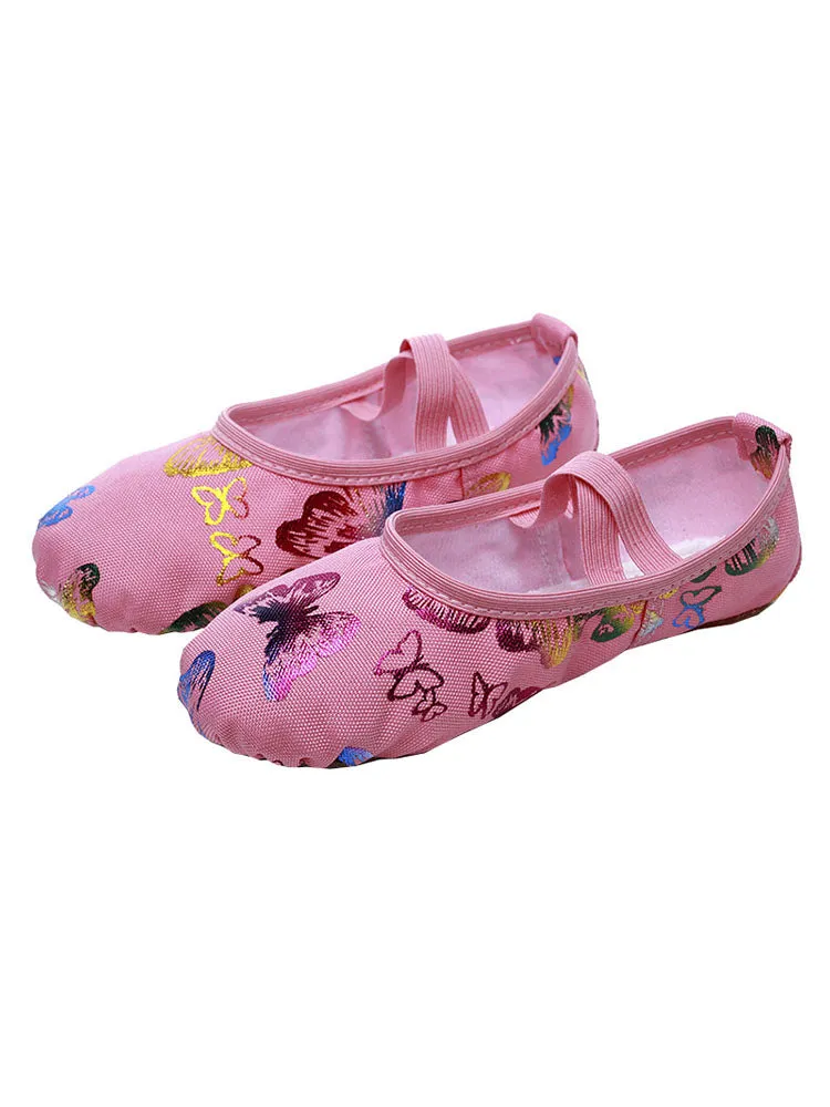 Hot Gold Butterfly Frenulum-Free Ballet Shoes Soft Sole Training Shoes