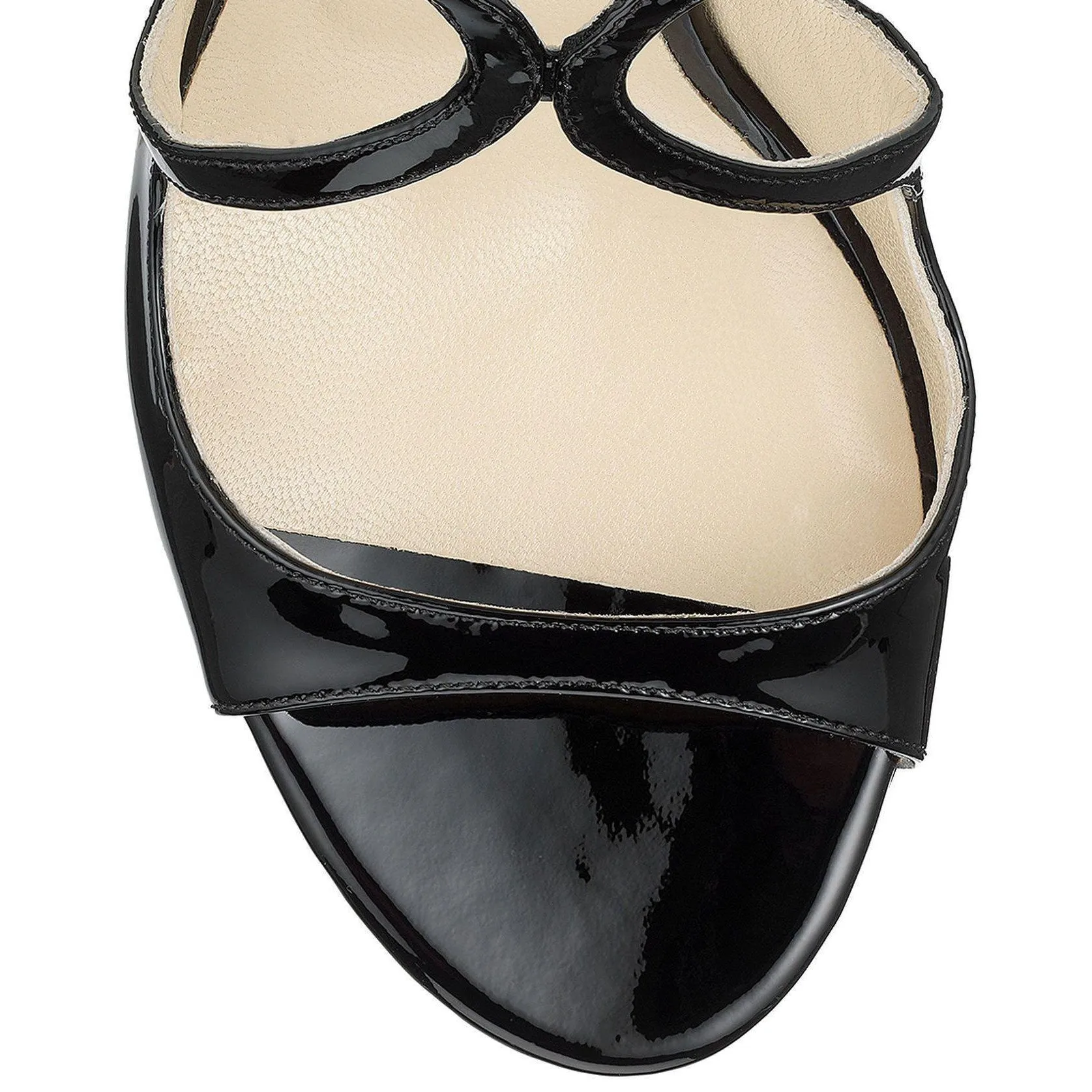 JIMMY CHOO Lang Patent Strappy Sandals, Black