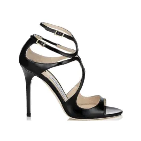 JIMMY CHOO Lang Patent Strappy Sandals, Black
