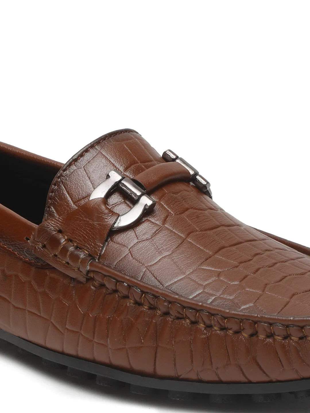 Men's Brown Texture Leather Flexi 360 Loafers