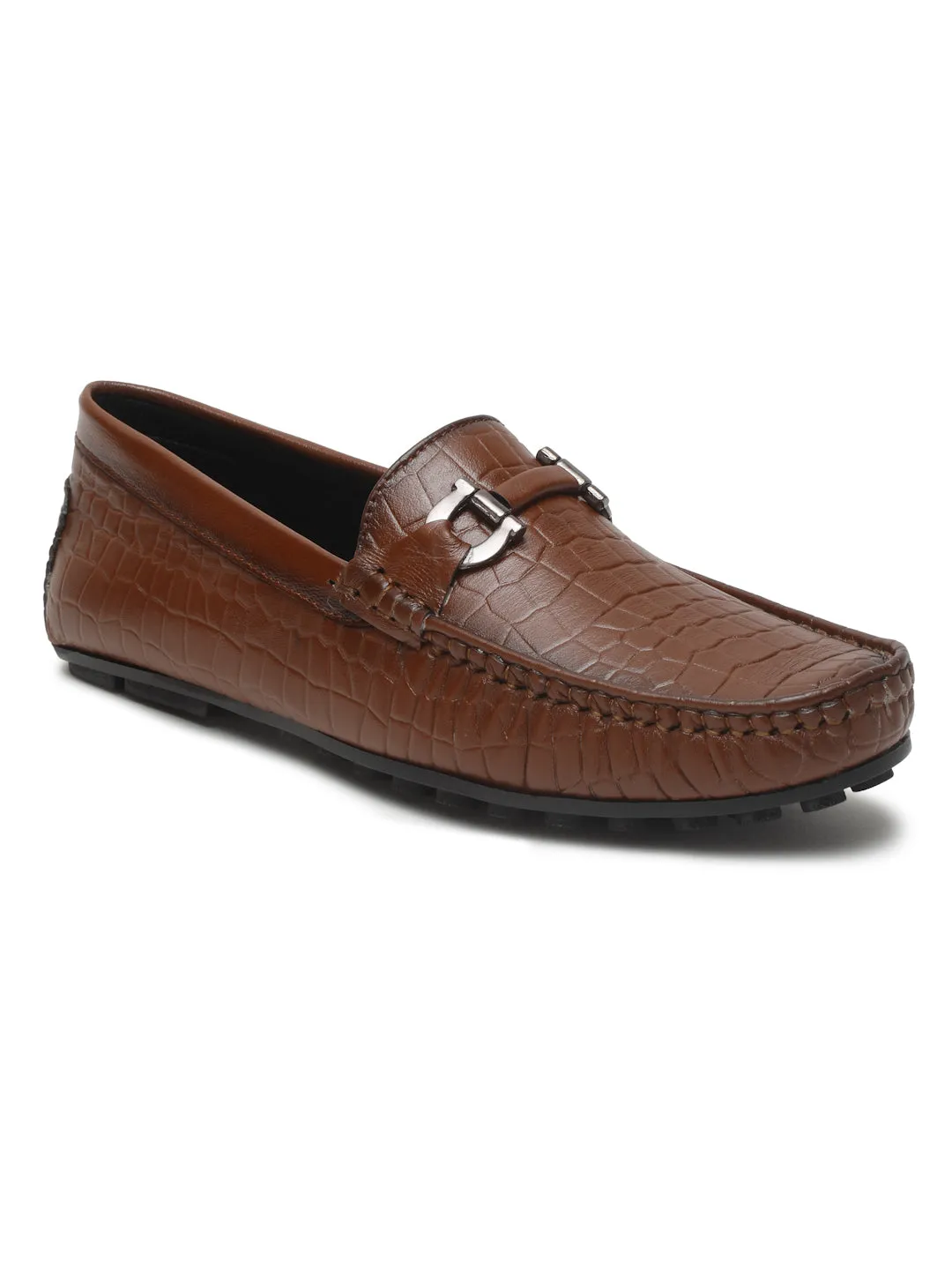 Men's Brown Texture Leather Flexi 360 Loafers