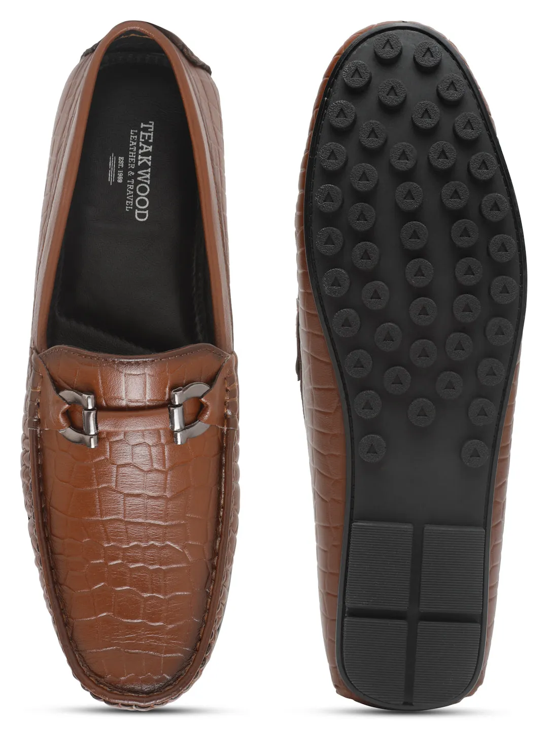 Men's Brown Texture Leather Flexi 360 Loafers