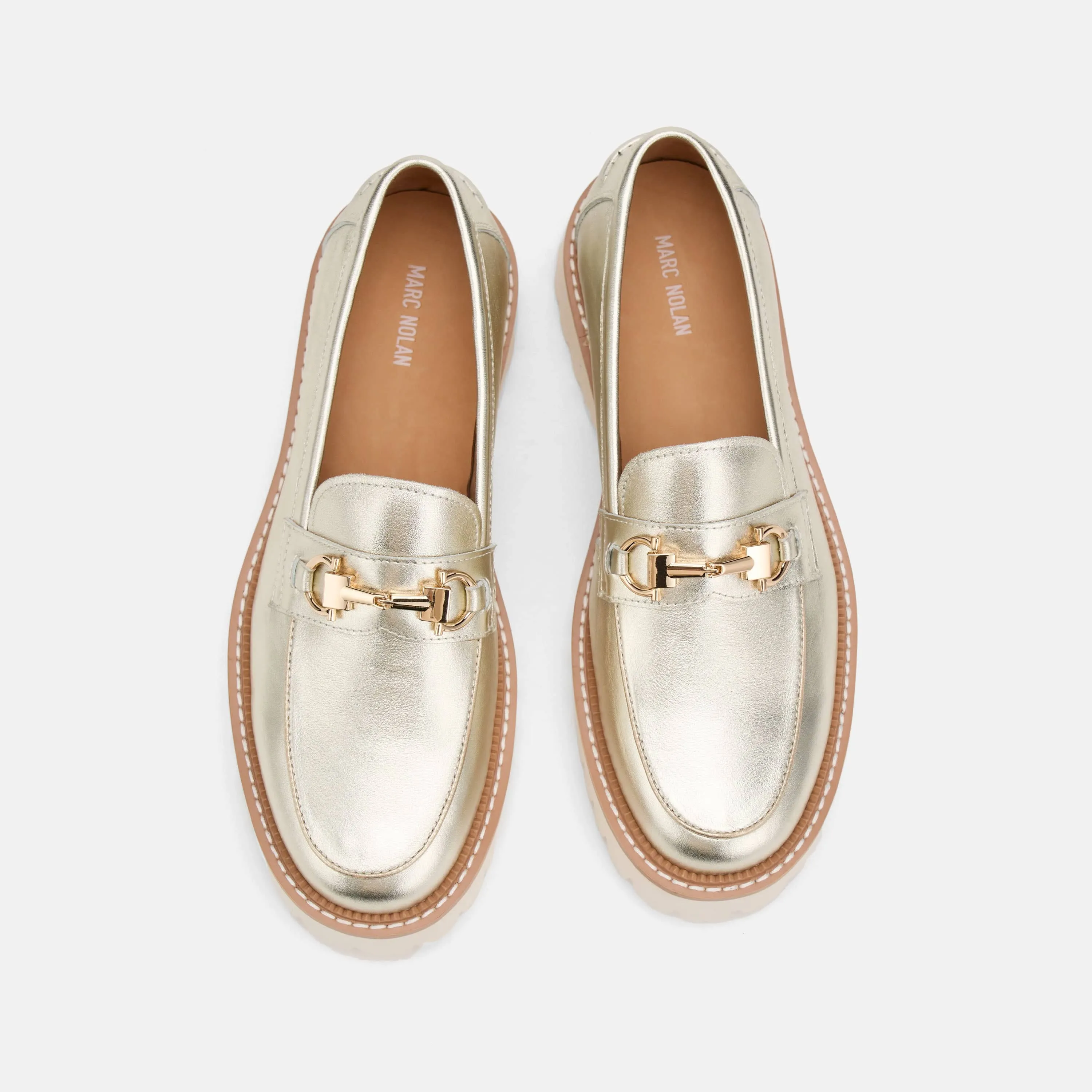 Ms. Boulevard Champagne Silver Leather Bit Loafers