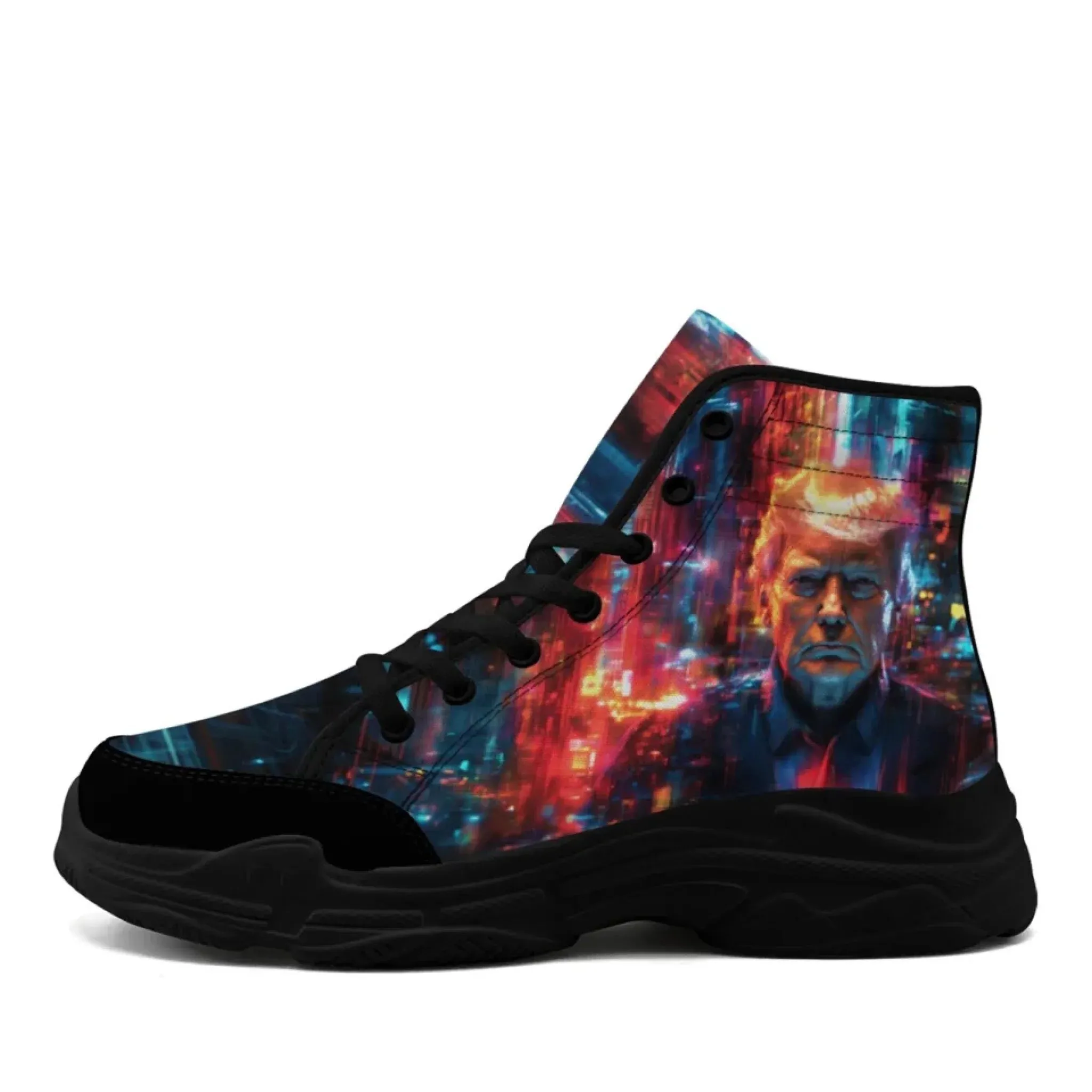 Personalized Trump Sneakers, Custom Canvas High Top Shoes, Patriotic Chunk Shoes