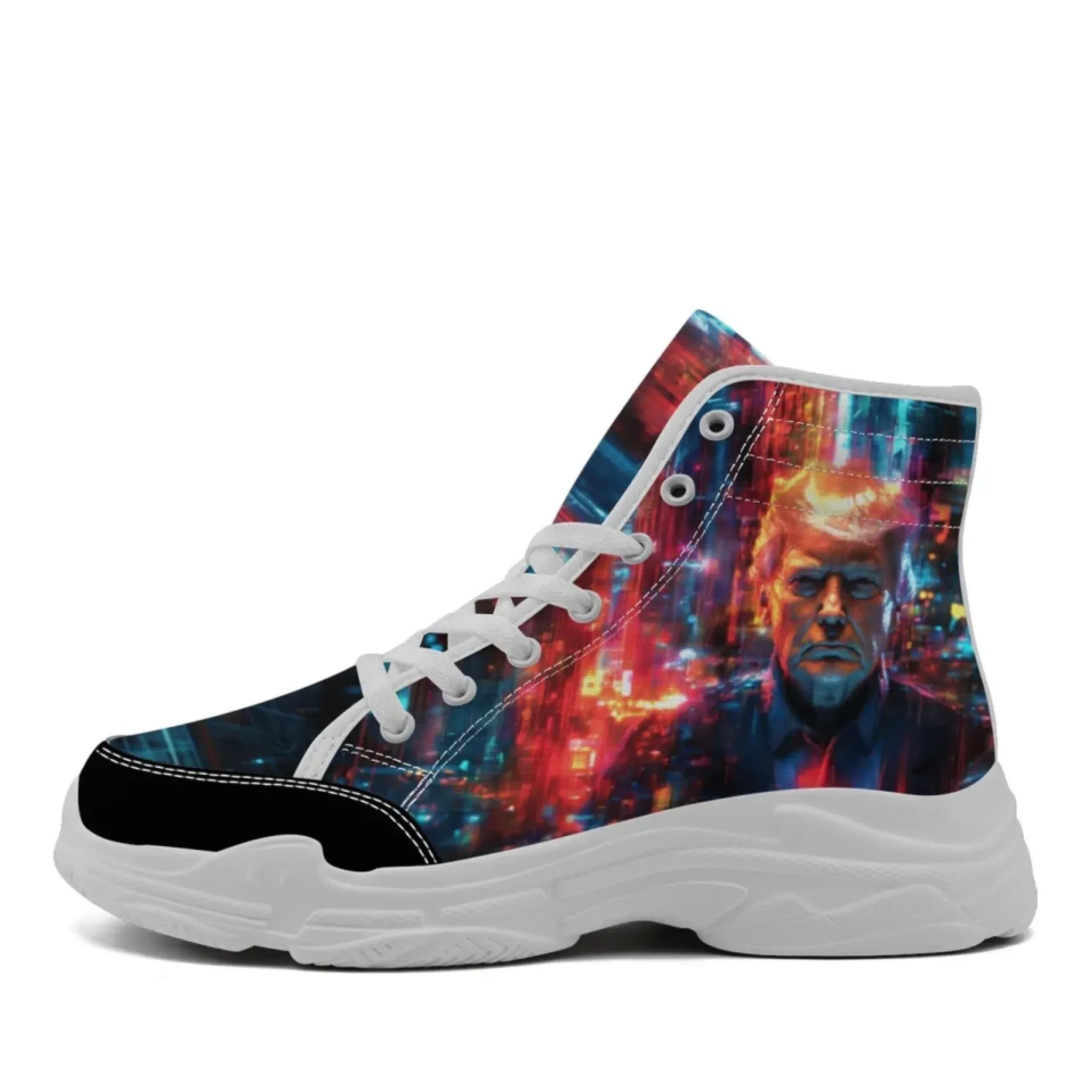 Personalized Trump Sneakers, Custom Canvas High Top Shoes, Patriotic Chunk Shoes
