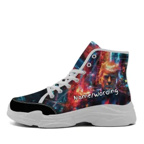 Personalized Trump Sneakers, Custom Canvas High Top Shoes, Patriotic Chunk Shoes