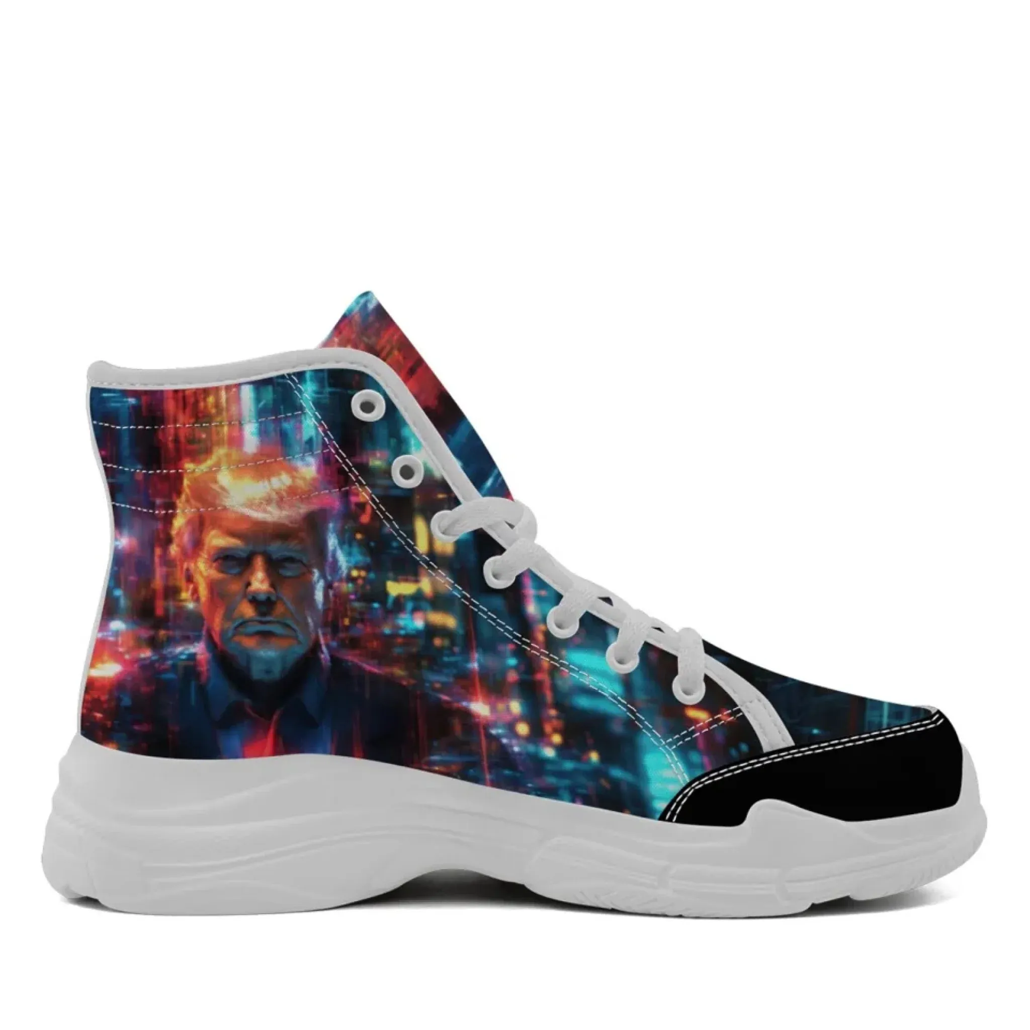 Personalized Trump Sneakers, Custom Canvas High Top Shoes, Patriotic Chunk Shoes