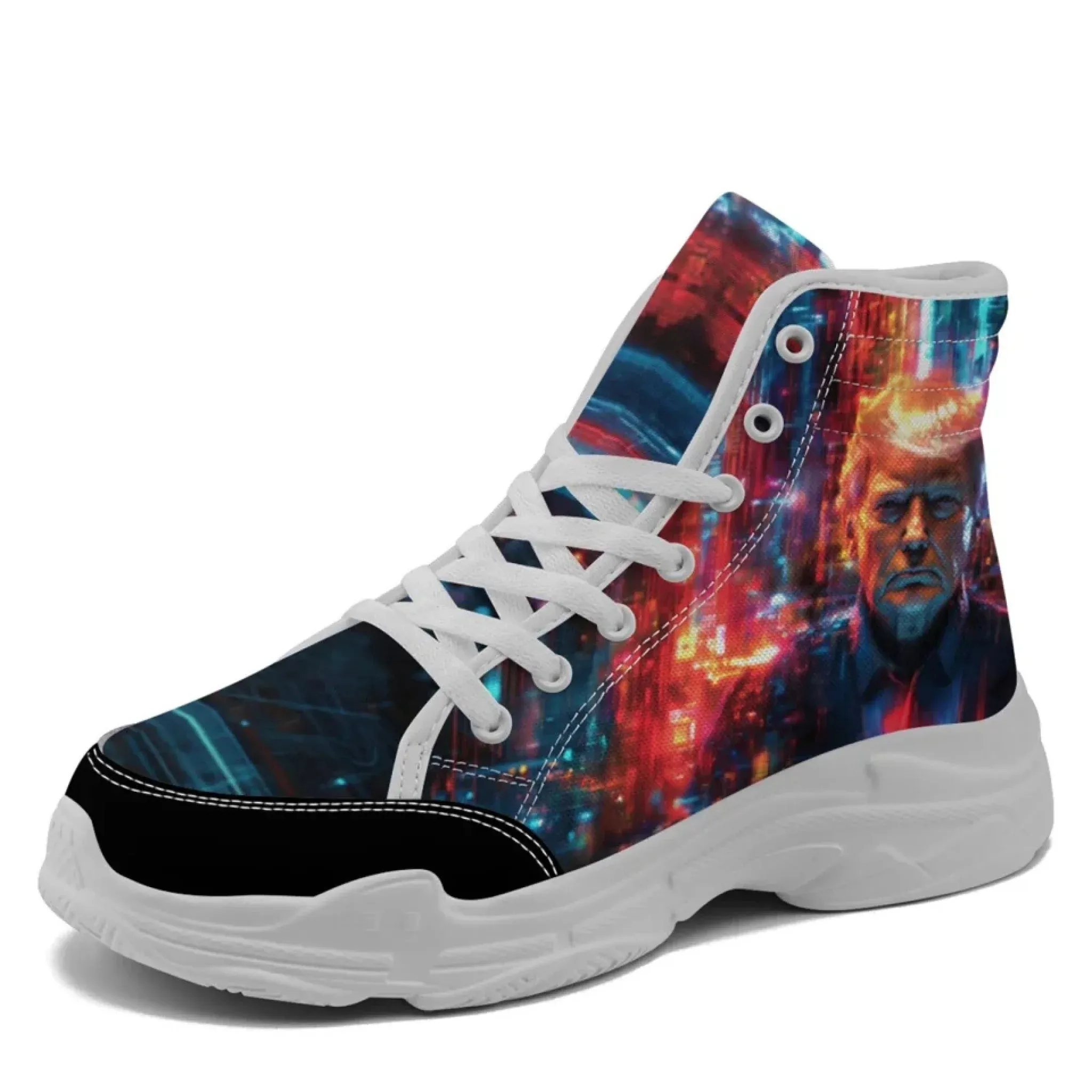 Personalized Trump Sneakers, Custom Canvas High Top Shoes, Patriotic Chunk Shoes