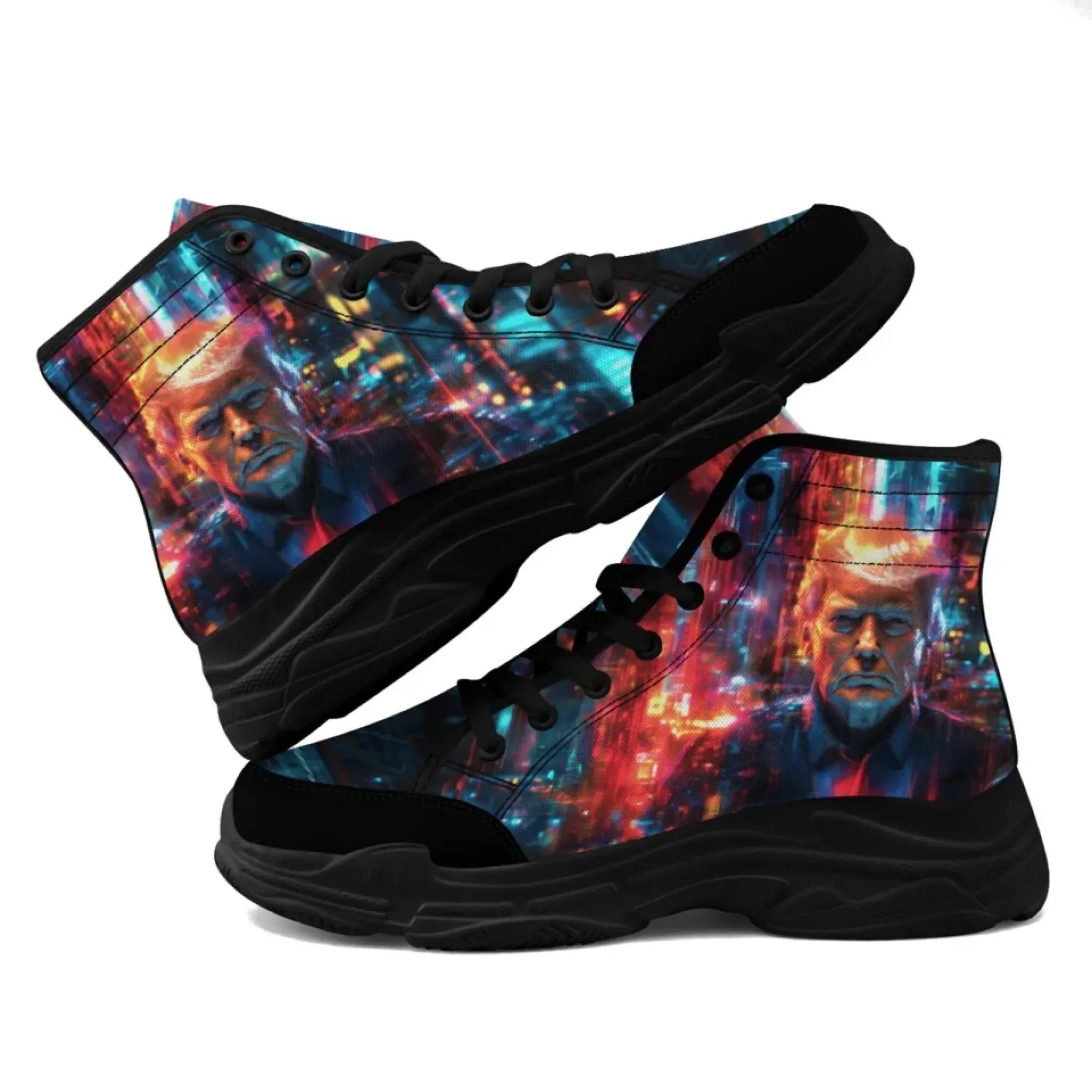 Personalized Trump Sneakers, Custom Canvas High Top Shoes, Patriotic Chunk Shoes