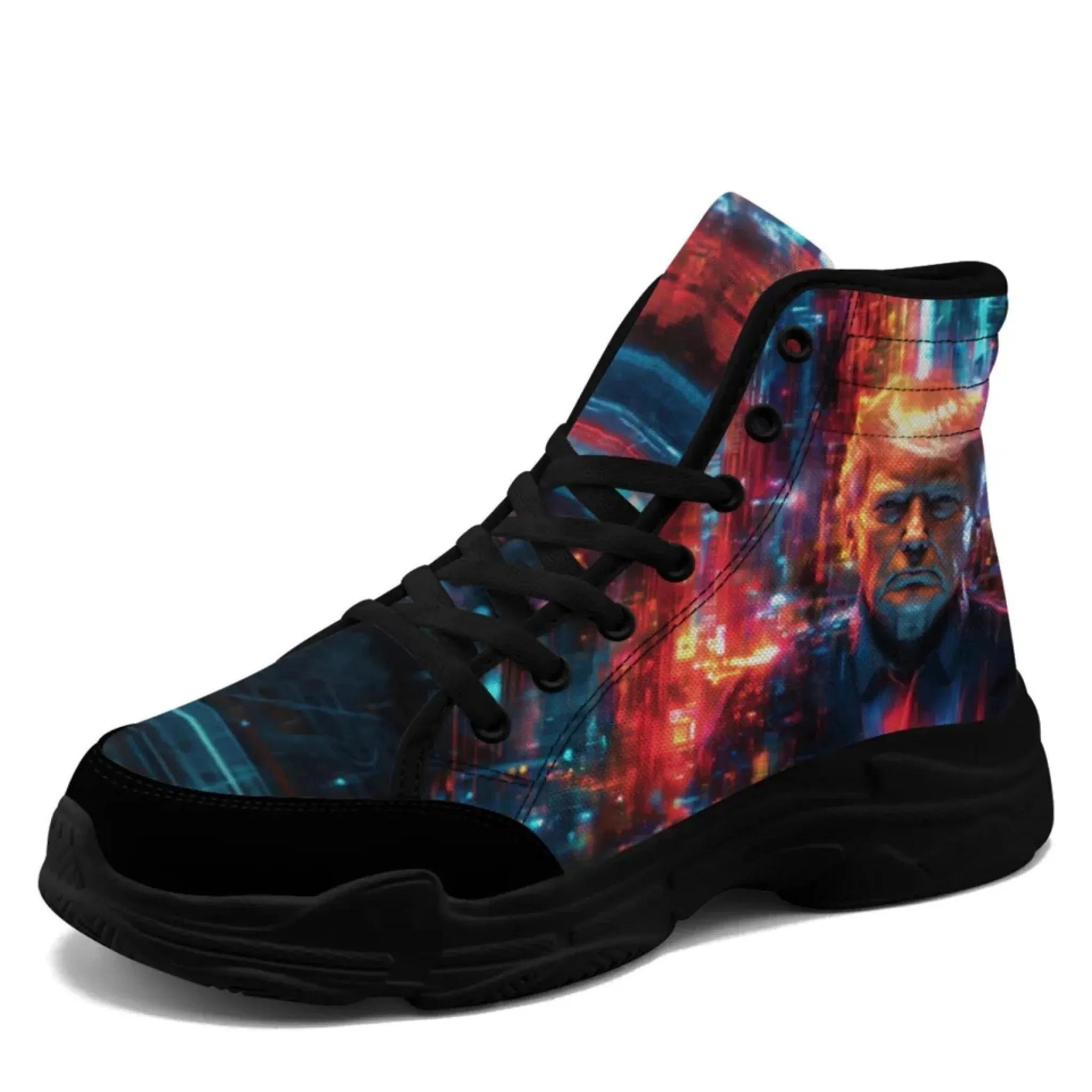 Personalized Trump Sneakers, Custom Canvas High Top Shoes, Patriotic Chunk Shoes