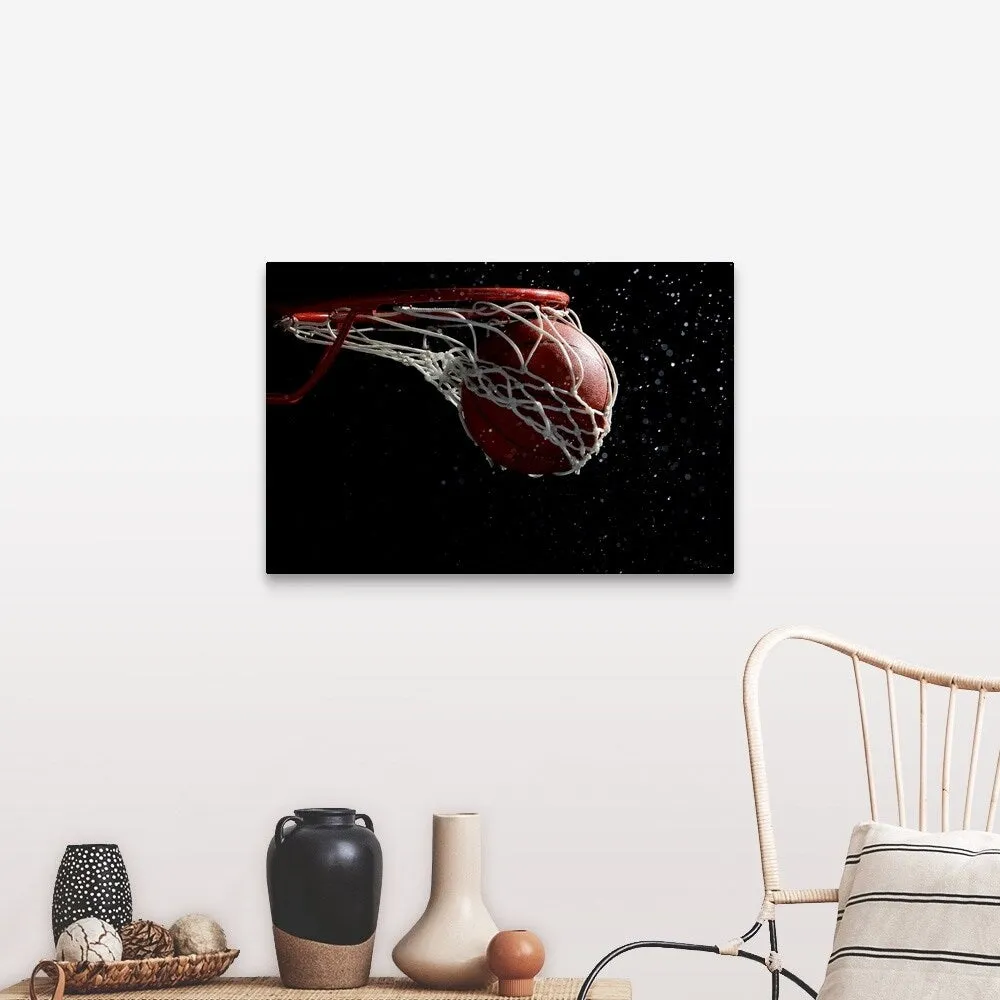 "Basketball going through hoop" Canvas Wall Art