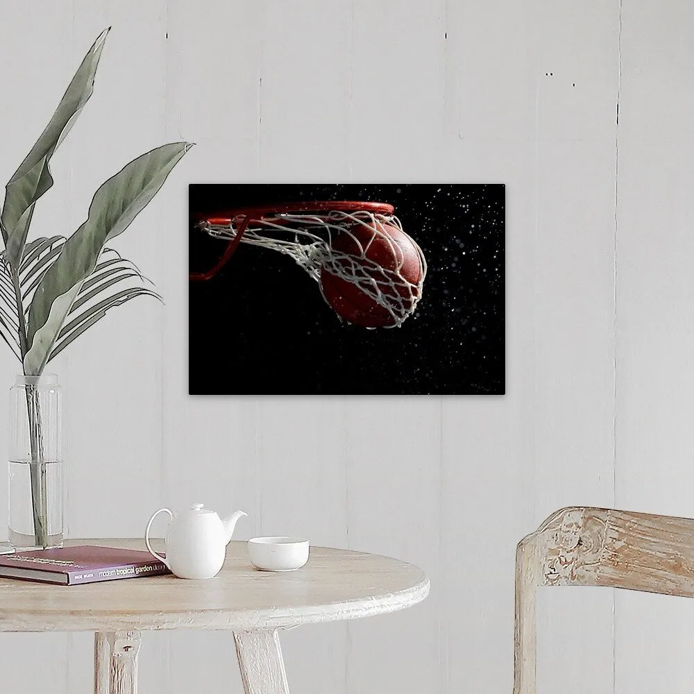 "Basketball going through hoop" Canvas Wall Art