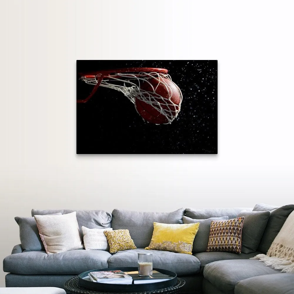 "Basketball going through hoop" Canvas Wall Art