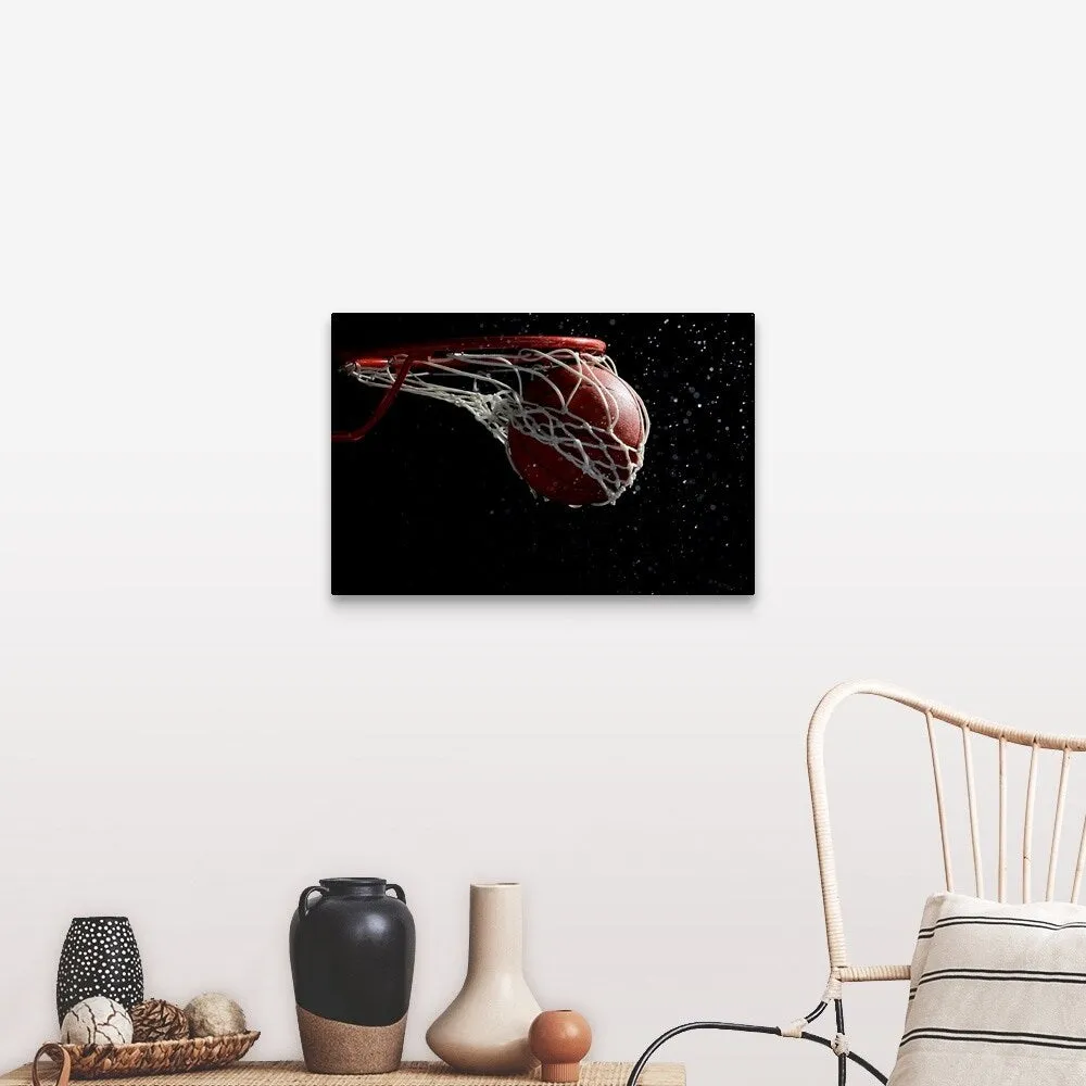 "Basketball going through hoop" Canvas Wall Art