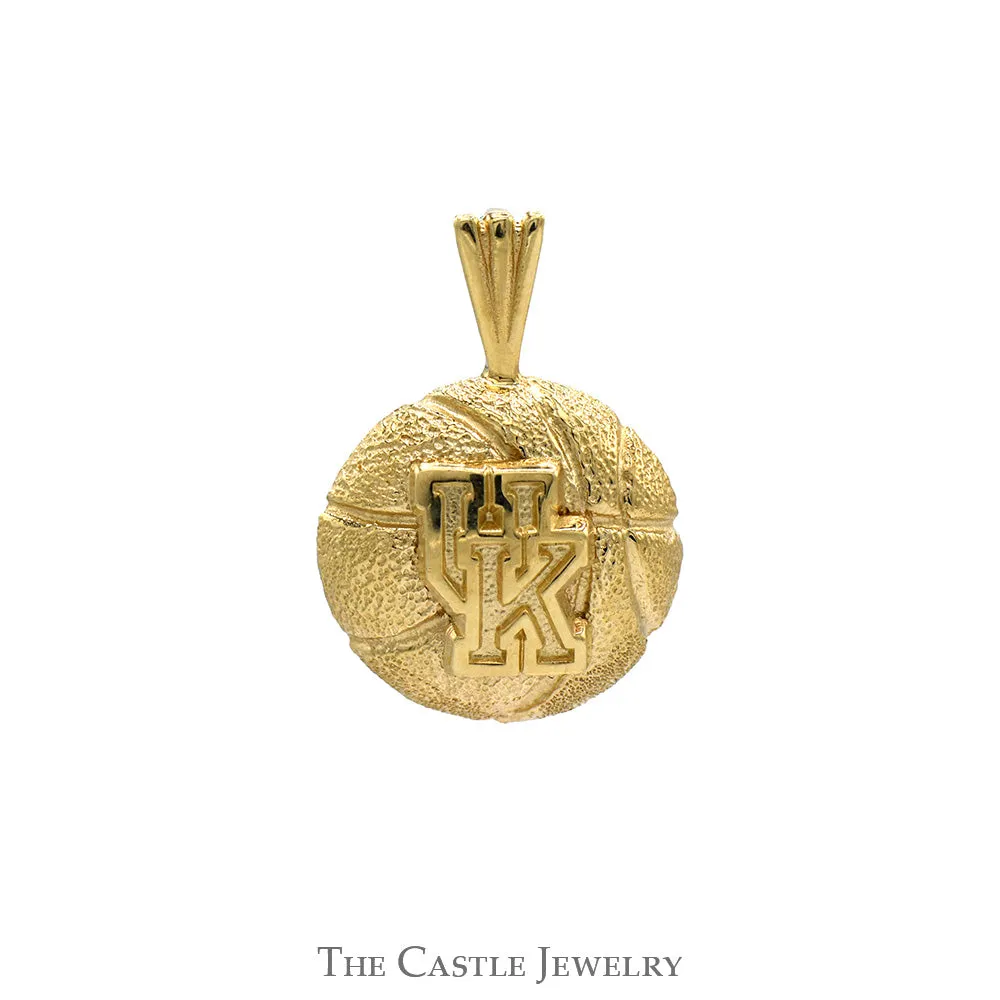 "UK" Logo Basketball Charm Pendant in 10k Yellow Gold