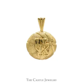 "UK" Logo Basketball Charm Pendant in 10k Yellow Gold