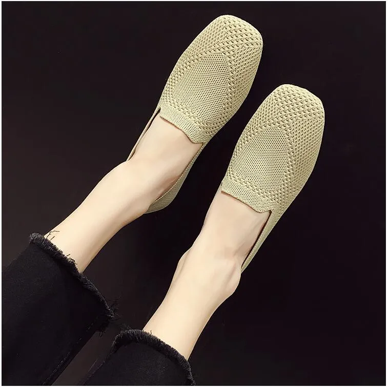 Stretch Fabric Rubber Sole Loafers