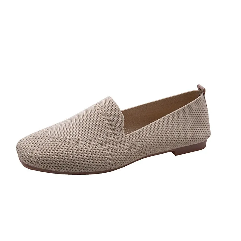 Stretch Fabric Rubber Sole Loafers