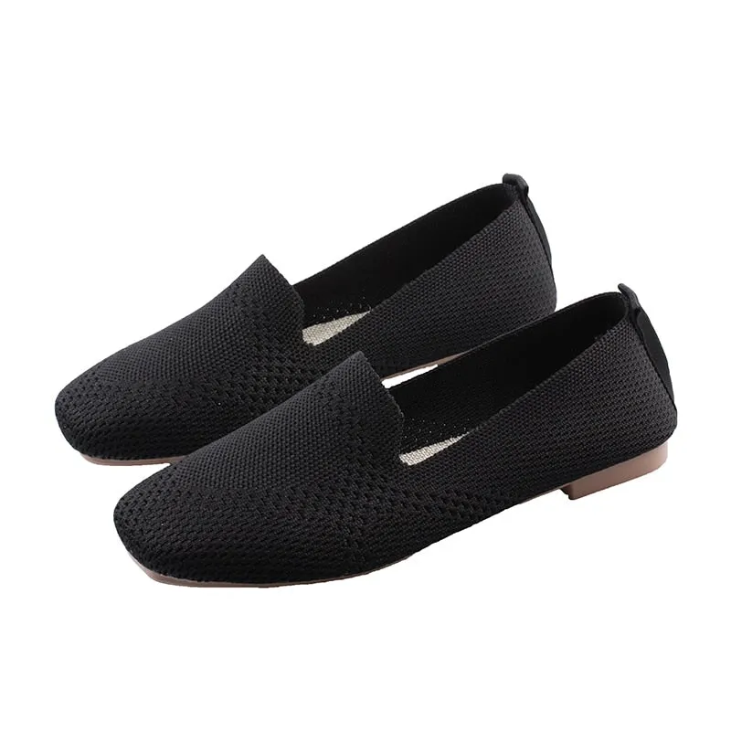 Stretch Fabric Rubber Sole Loafers
