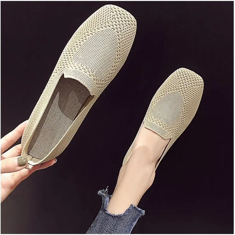 Stretch Fabric Rubber Sole Loafers