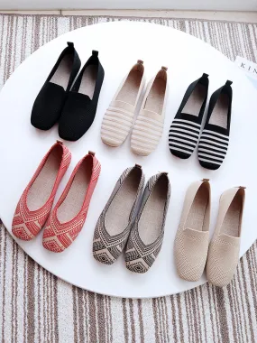 Stretch Fabric Rubber Sole Loafers