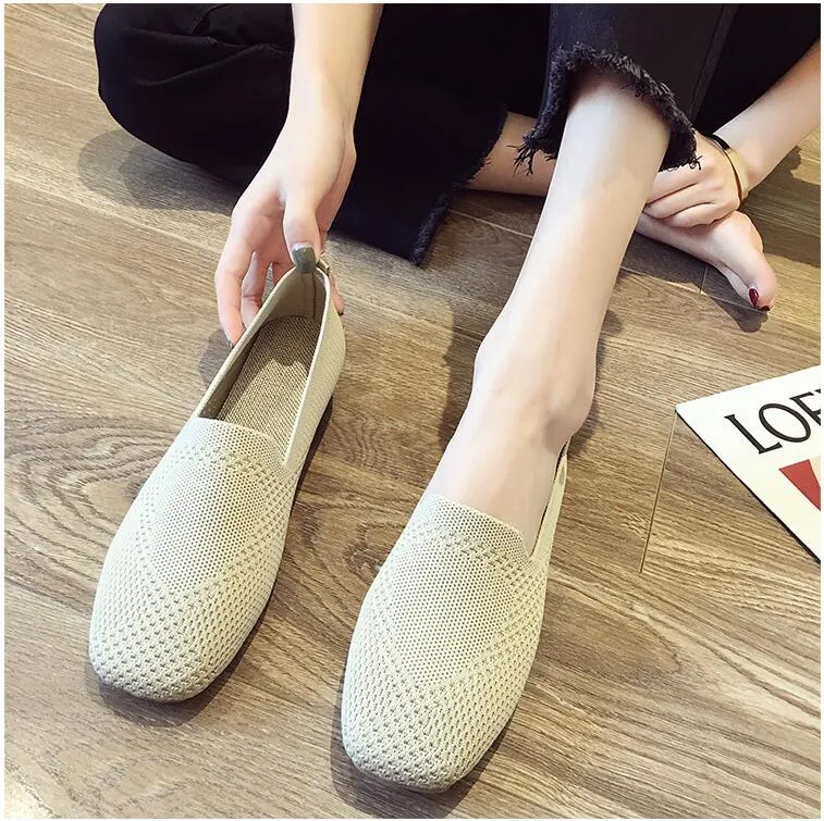 Stretch Fabric Rubber Sole Loafers