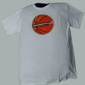 Summer White T-shirts Basketball logo print.
