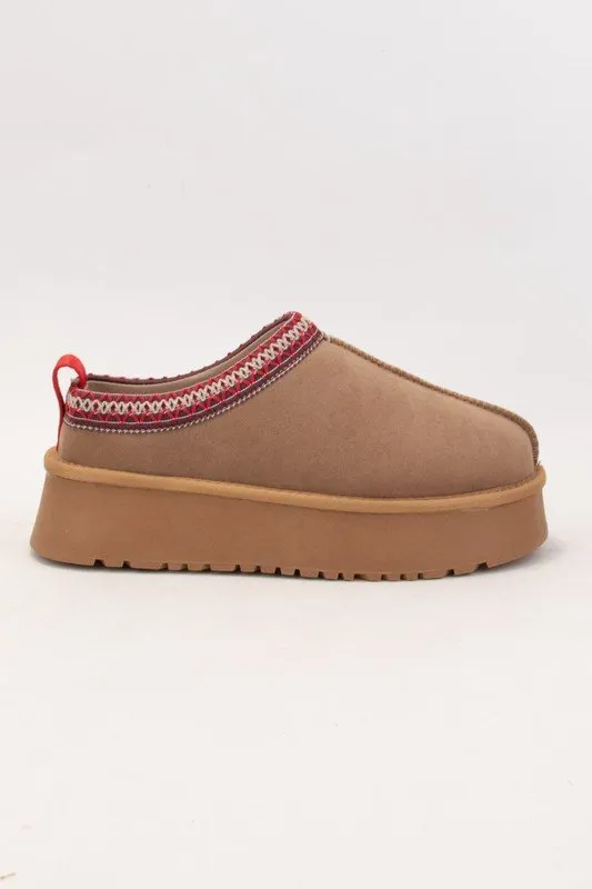 Tessa Camel Platform Cozy Slippers