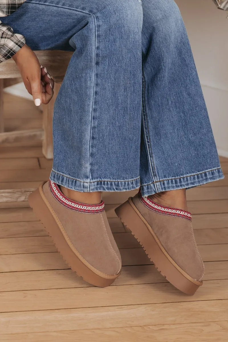 Tessa Camel Platform Cozy Slippers