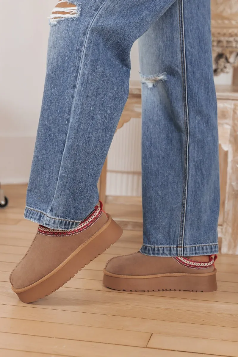 Tessa Camel Platform Cozy Slippers