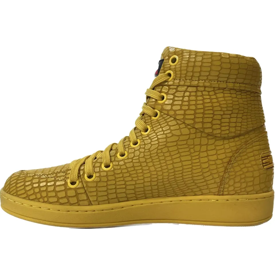 Travel Fox 900 Series Men's Yellow Snake Leather High Top Sneakers 916101 039