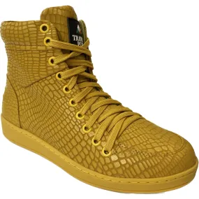 Travel Fox 900 Series Men's Yellow Snake Leather High Top Sneakers 916101 039